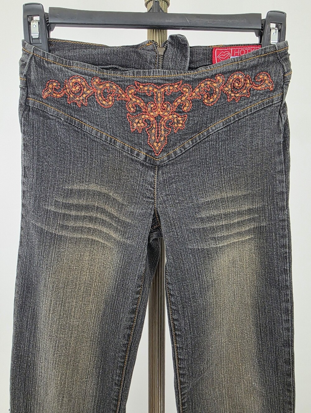 Hot Kiss Vintage Y2K Women's Black Denim Wash Low Rise Back Zipper Jeans 0 - Picture 2 of 5